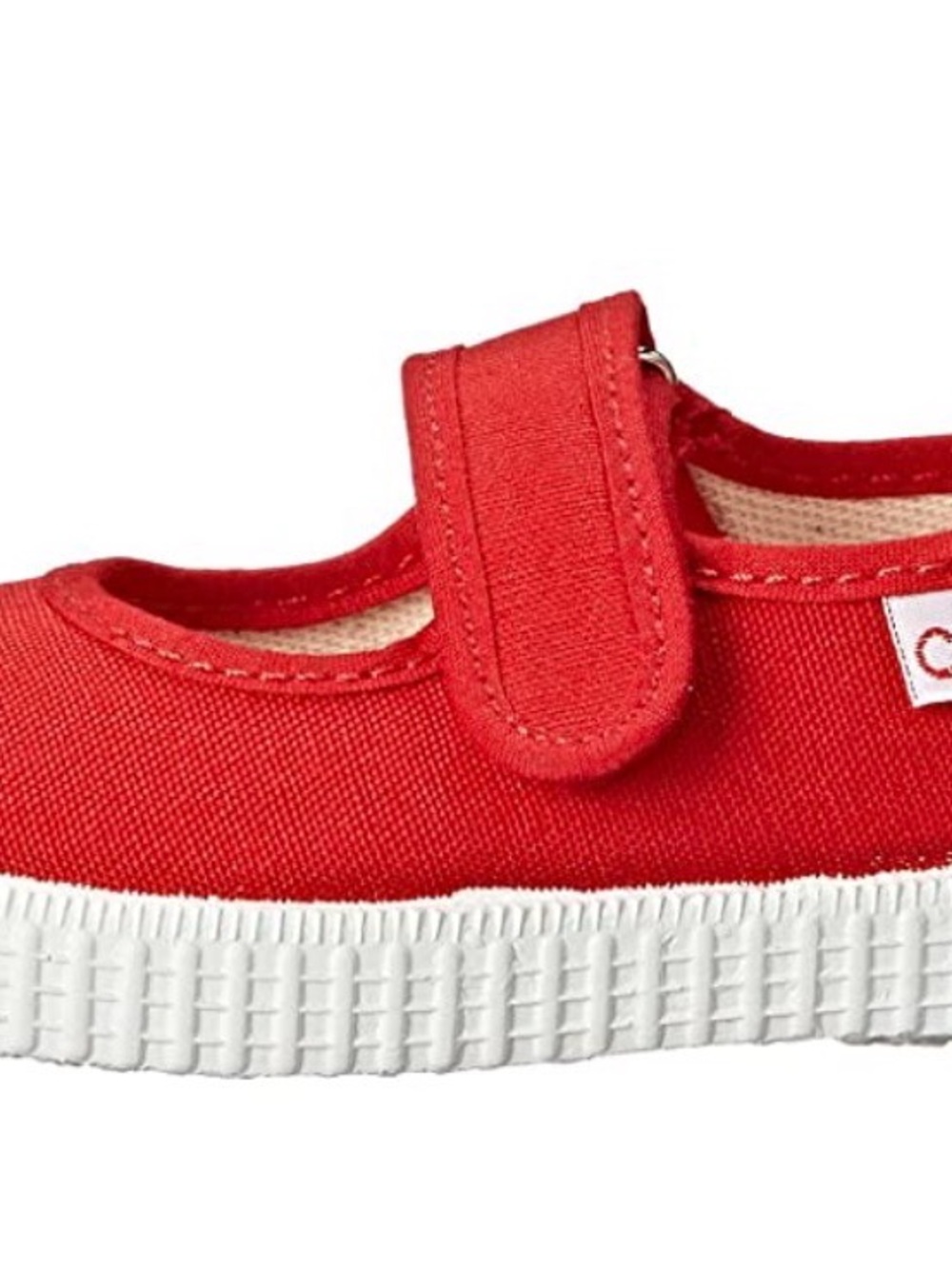 Cienta Kids Red Canvas Mary Jane with Hook-and-Loop Strap